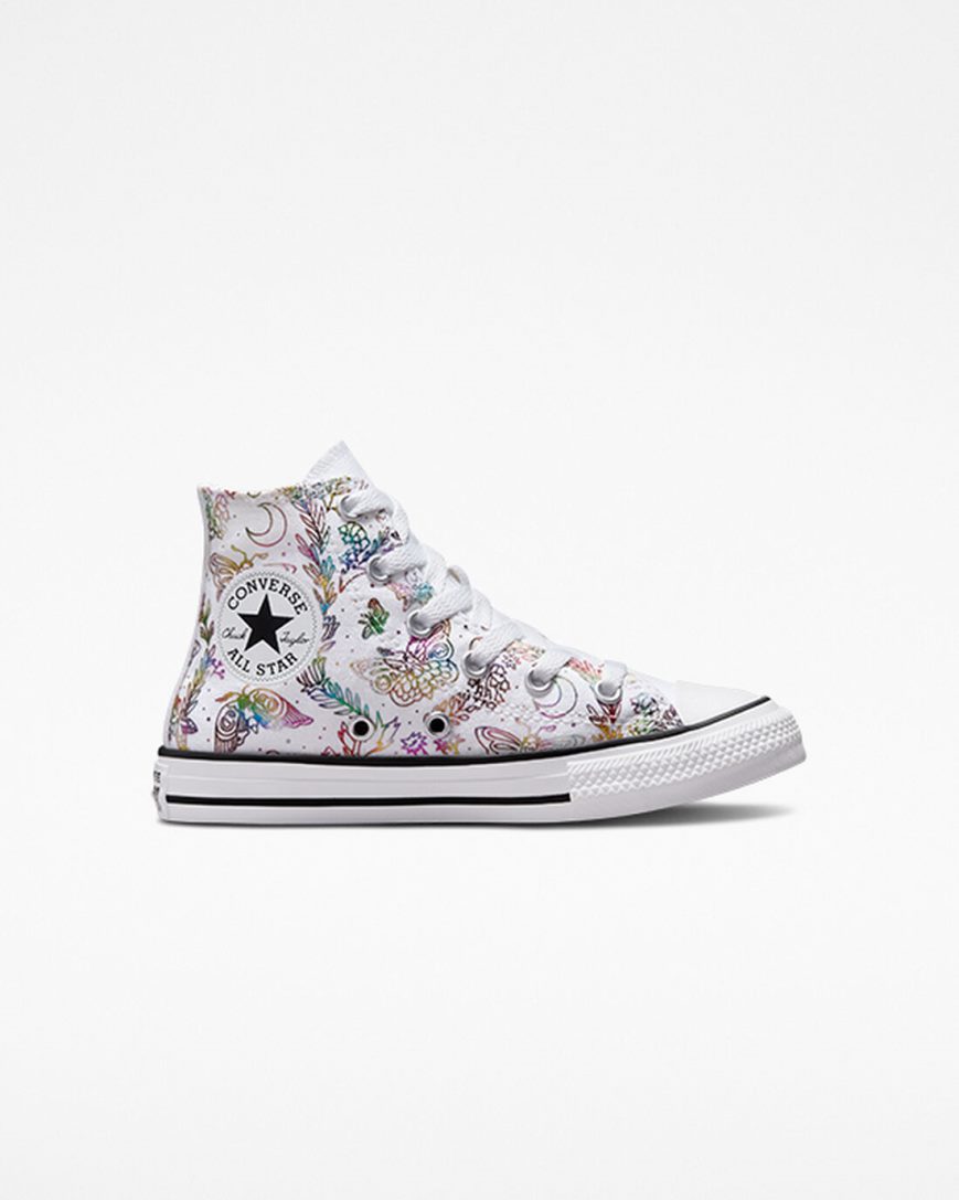 Girls\' Converse Chuck Taylor All Star Butterfly Shine High Top Shoes White / Pink / Purple / Blue | AU 3945CA